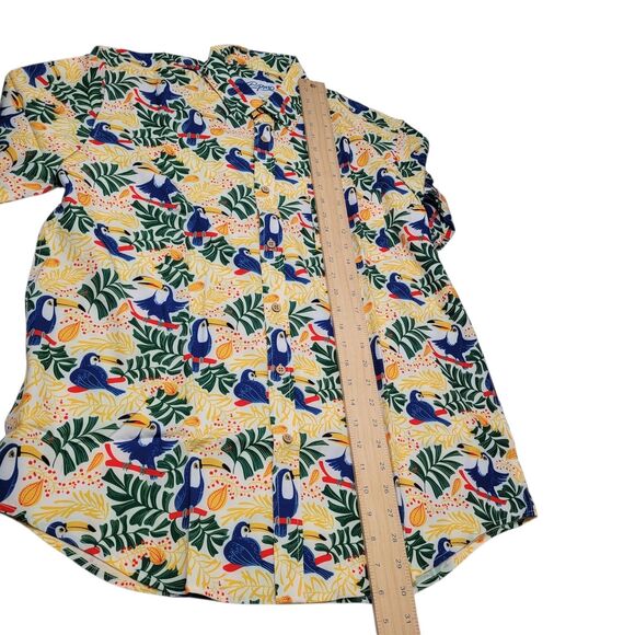 EPMO Hawaiian Men Tropical Short Sleeve Shirt Toucan & Leaf Print Size Large - Picture 10 of 10